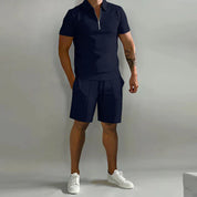 T-Shirt and Shorts Set - Men's Short Sleeve Polo Two-Piece Summer Set