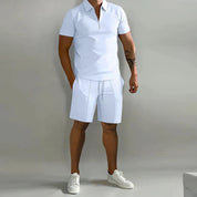 T-Shirt and Shorts Set - Men's Short Sleeve Polo Two-Piece Summer Set