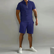 T-Shirt and Shorts Set - Men's Short Sleeve Polo Two-Piece Summer Set