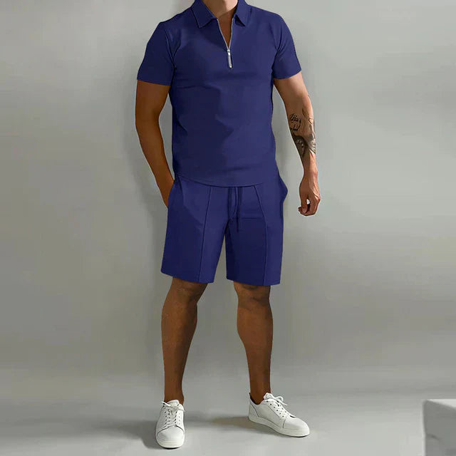 T-Shirt and Shorts Set - Men's Short Sleeve Polo Two-Piece Summer Set