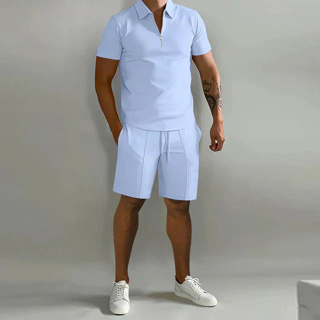 T-Shirt and Shorts Set - Men's Short Sleeve Polo Two-Piece Summer Set