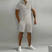 T-Shirt and Shorts Set - Men's Short Sleeve Polo Two-Piece Summer Set