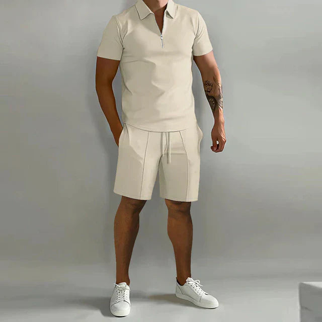 T-Shirt and Shorts Set - Men's Short Sleeve Polo Two-Piece Summer Set