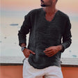 V-Neck Shirt - Men's Lightweight Loose Fit Long Sleeve T-Shirt