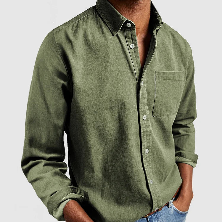 Button-Up Shirt | Long Sleeve | Collared | Denim Shirt | Men's Shirt