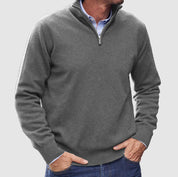 Quarter-Zip Jumper - Men's Casual Half-Zip Pullover Sweater