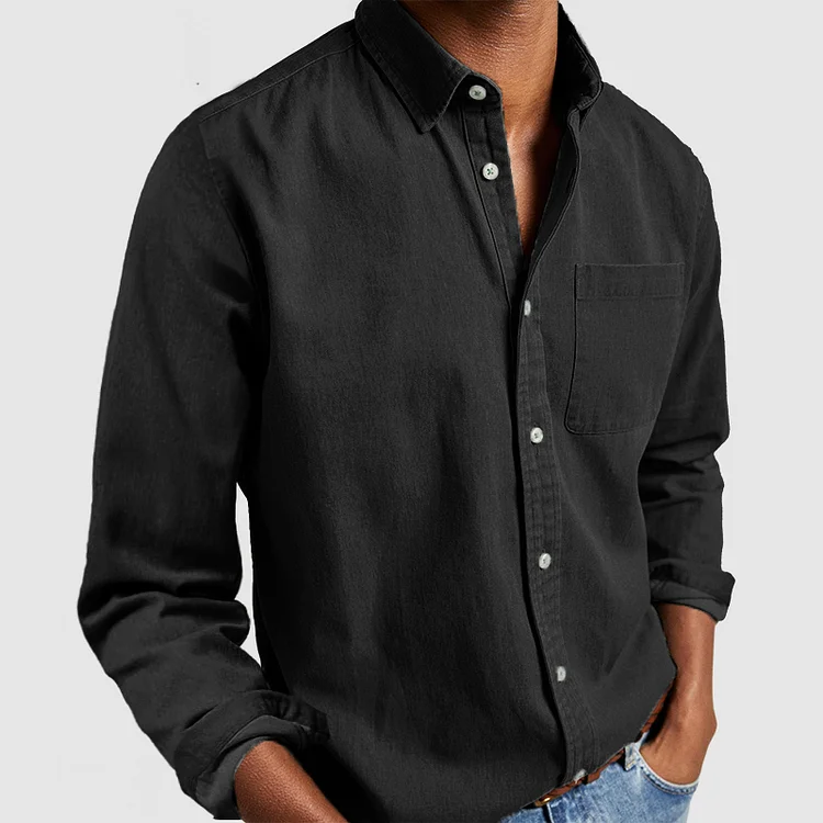Button-Up Shirt | Long Sleeve | Collared | Denim Shirt | Men's Shirt