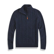 Knitted Sweater - Men's Cable Knit Quarter Zip Jumper