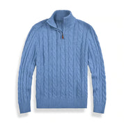 Knitted Sweater - Men's Cable Knit Quarter Zip Jumper