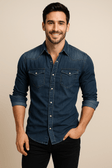 Denim Shirt | Long Sleeve |Slim Fit | Button-Up Shirt | Men's Shirt