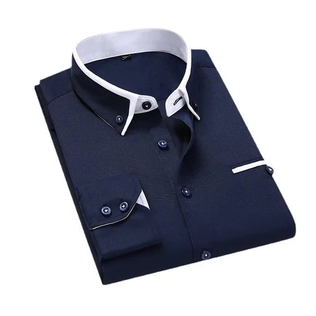 Button-Up Shirt - Men's Slim Fit Long Sleeve Collared Shirt
