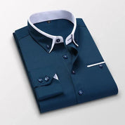 Button-Up Shirt - Men's Slim Fit Long Sleeve Collared Shirt