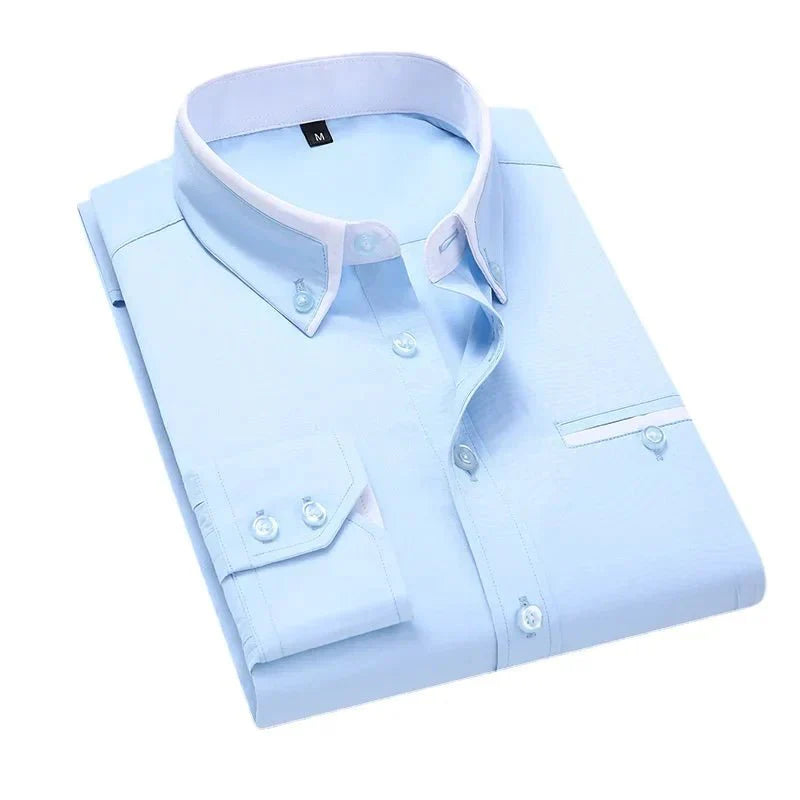 Button-Up Shirt - Men's Slim Fit Long Sleeve Collared Shirt