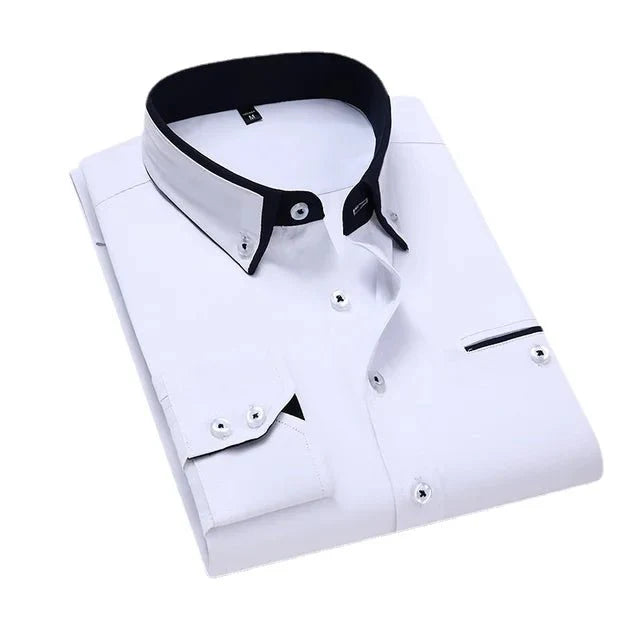 Button-Up Shirt - Men's Slim Fit Long Sleeve Collared Shirt