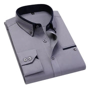 Button-Up Shirt - Men's Slim Fit Long Sleeve Collared Shirt