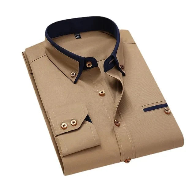 Button-Up Shirt - Men's Slim Fit Long Sleeve Collared Shirt