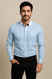 Button-Up Shirt - Men's Slim Fit Long Sleeve Collared Shirt