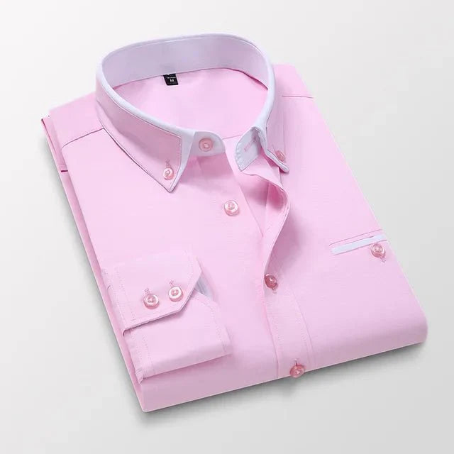 Button-Up Shirt - Men's Slim Fit Long Sleeve Collared Shirt