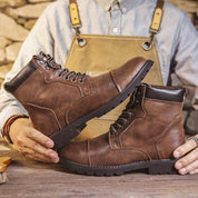 Lace-Up Boots - Men's Ankle Combat Leather Boots