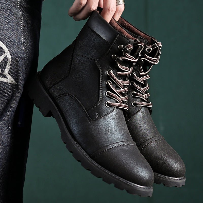 Lace-Up Boots - Men's Ankle Combat Leather Boots