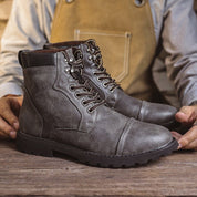 Lace-Up Boots - Men's Ankle Combat Leather Boots
