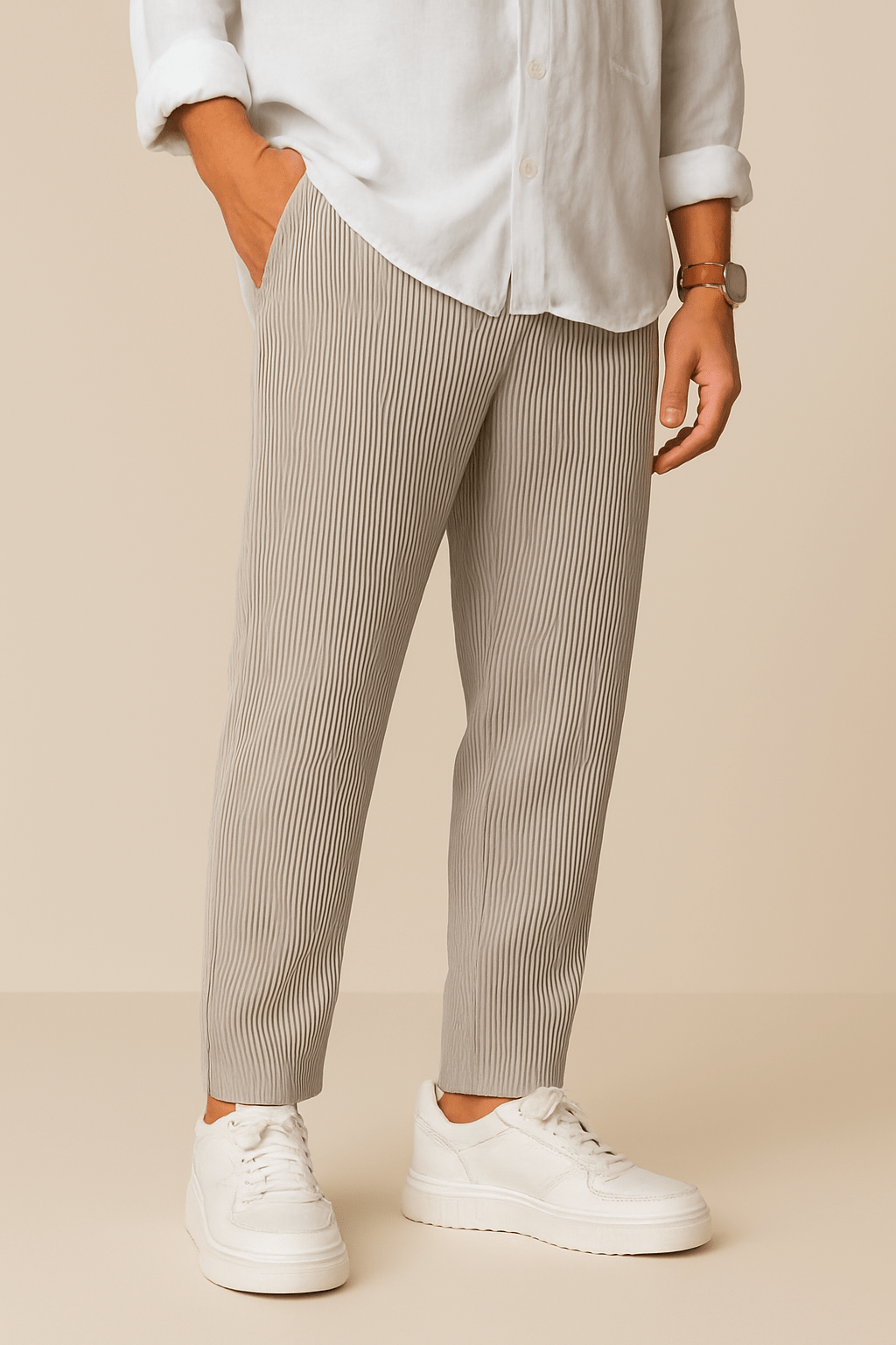 Ribbed Pants | Casual | Drawstring | Elastic Waist Pants | Men's Pants