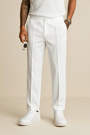 Drawstring Pants | Elastic Waist | Straight Leg | Fabric Pants | Men's Trousers