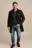 Trench Coat - Single Breasted - Tailored - Mid Length Coat - Men's Coat