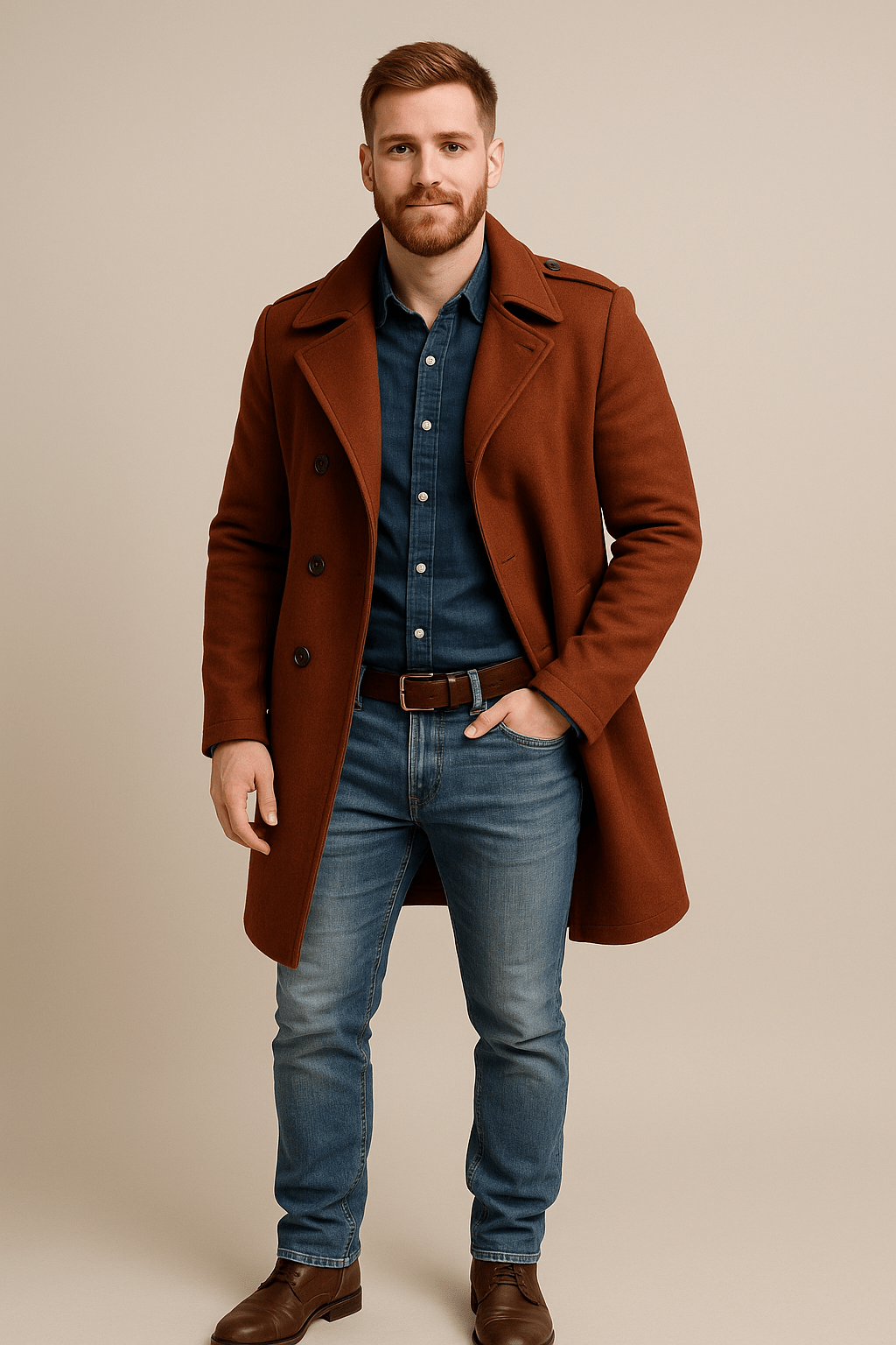 Trench Coat - Single Breasted - Tailored - Mid Length Coat - Men's Coat