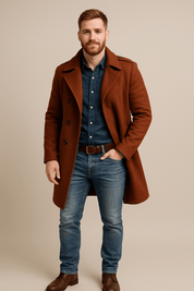 Trench Coat - Single Breasted - Tailored - Mid Length Coat - Men's Coat