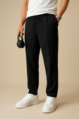 Elastic Waist Pants - Men's Casual Straight Leg Drawstring Dress Pants