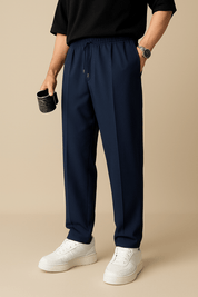 Elastic Waist Pants - Men's Casual Straight Leg Drawstring Dress Pants