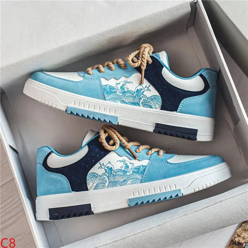 Low Top Sneakers - Men's Casual Lace-Up Skate Shoes