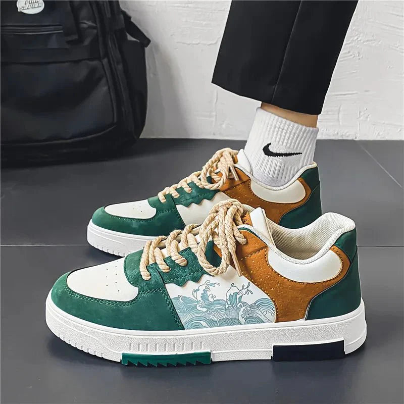 Low Top Sneakers - Men's Casual Lace-Up Skate Shoes