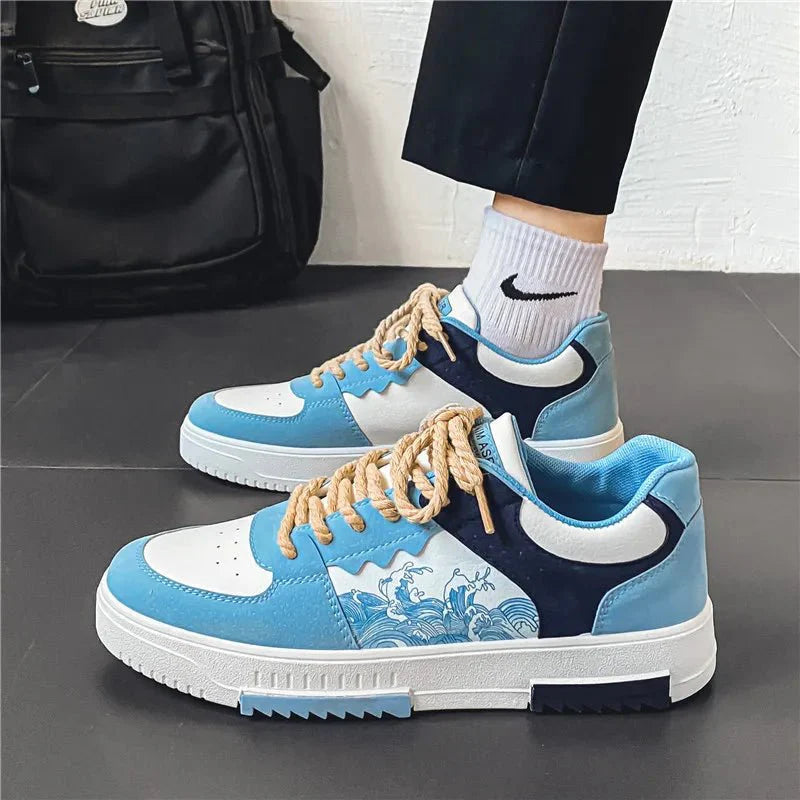 Low Top Sneakers - Men's Casual Lace-Up Skate Shoes