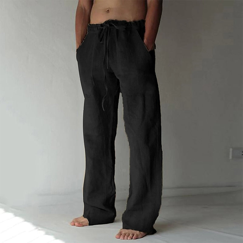 Linen Trousers - Loose Fit - Drawstring - Summer Pants - Men's Linen Pants