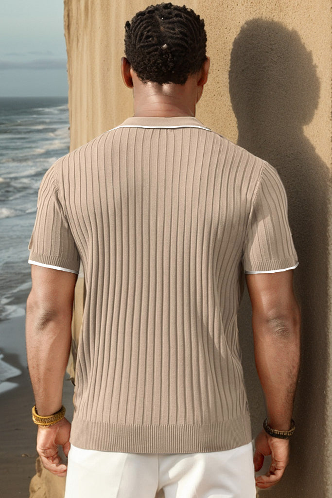 Knit T-Shirt - Collared - Quarter Zip - Polo Shirt - Men's Shirt