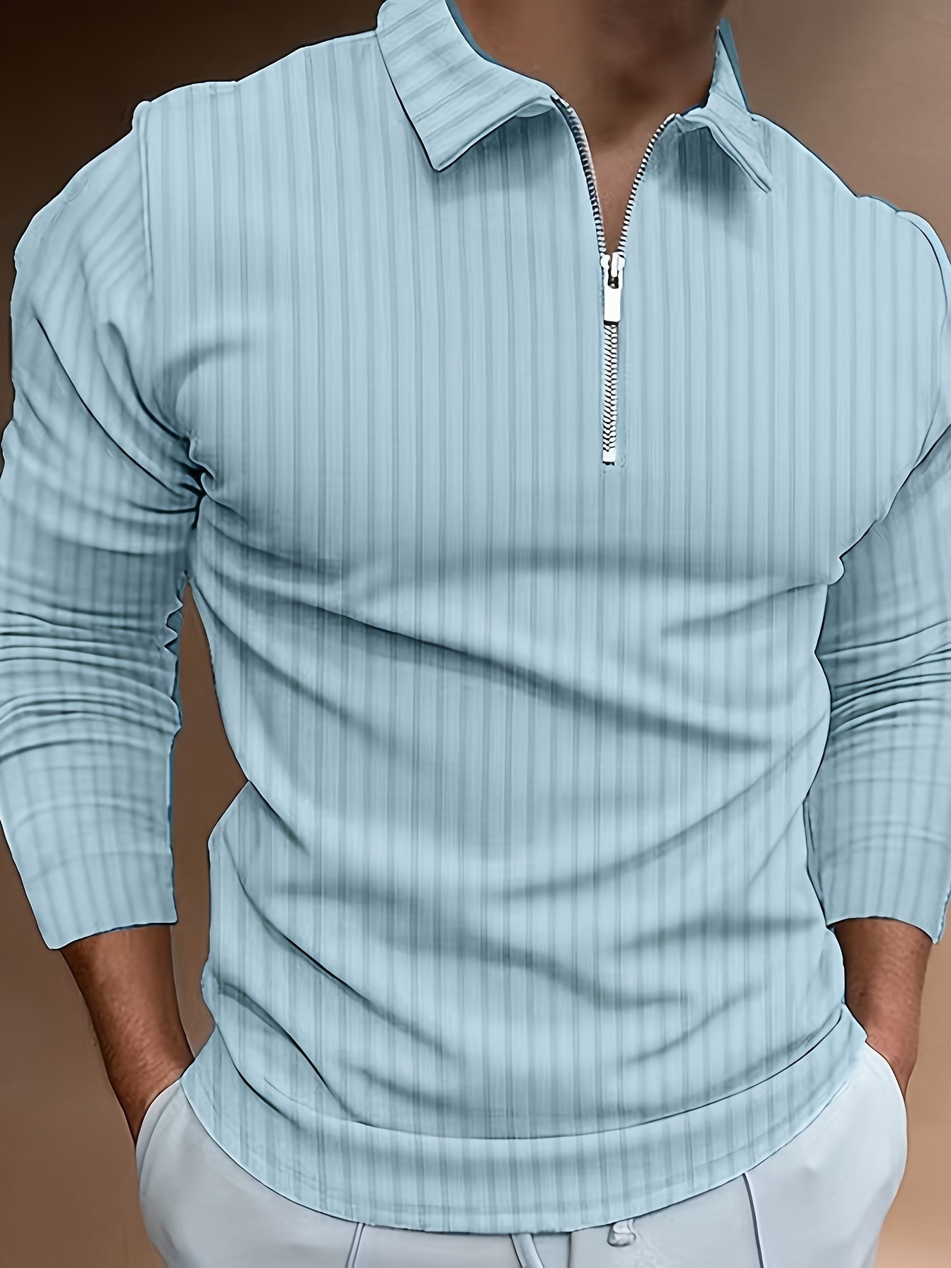 Long Sleeve Polo Shirt | Quarter Zip | Slim Fit | Half Zip Polo | Men's Jumper