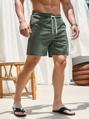 Cord Shorts - Men's Elastic Waist Corduroy Summer Shorts