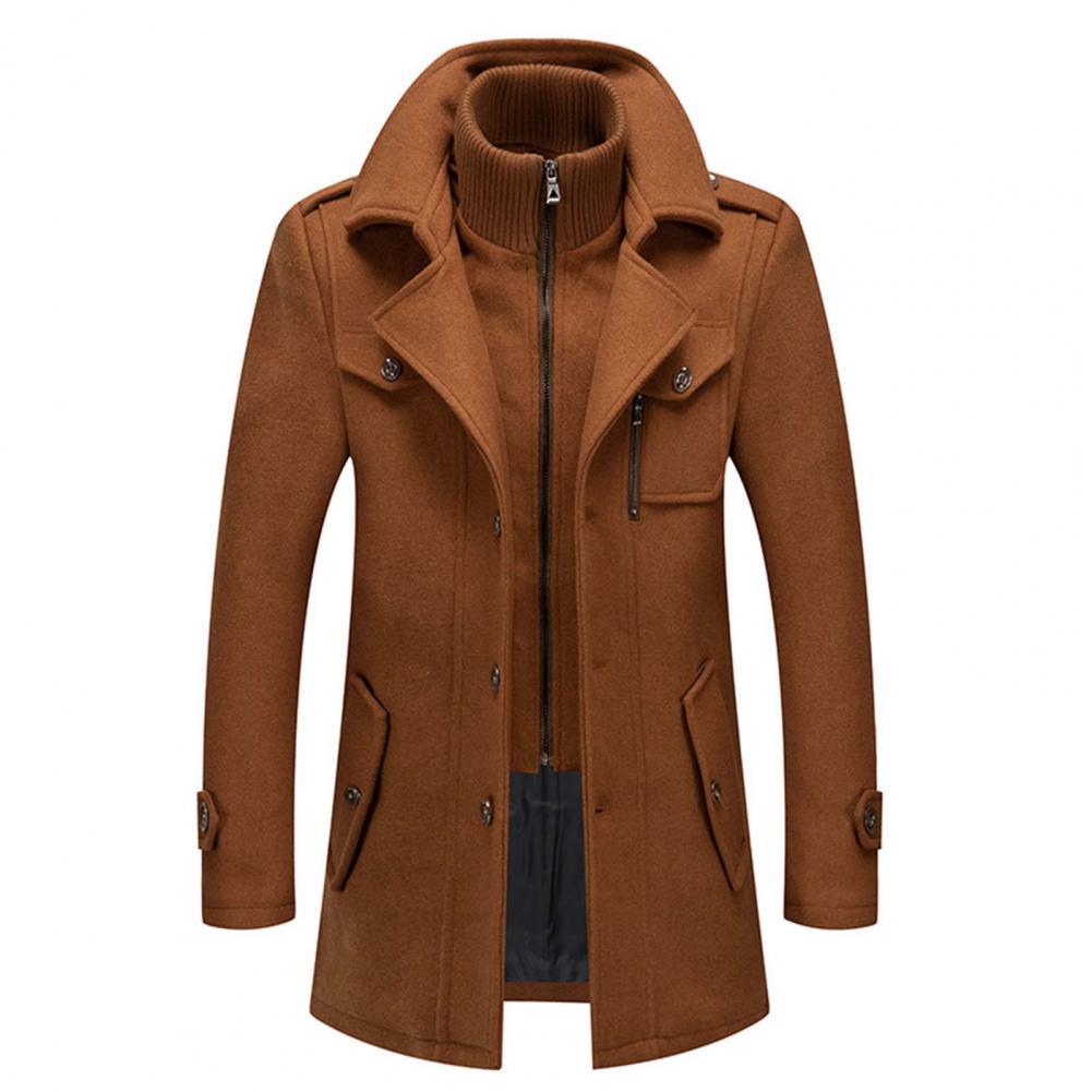 Men's Wool Coat | Single Breasted | Zip-Up | Wool Trech Coat | Male Winter Jackets