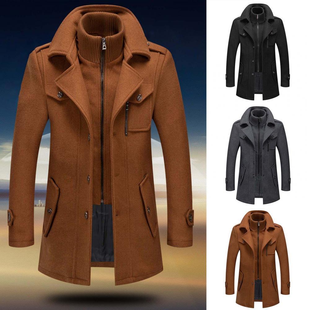 Men's Wool Coat | Single Breasted | Zip-Up | Wool Trech Coat | Male Winter Jackets