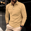 Polo Shirt - Men's Collared Long Sleeve Polo Shirt