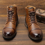 Leather Boots - Brown - Lace-Up - Winter Boots - Men's Boots