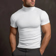 Turtleneck T-Shirt - Men's Slim Fit High Neck Short Sleeve Sweater