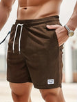 Cord Shorts - Men's Elastic Waist Corduroy Summer Shorts