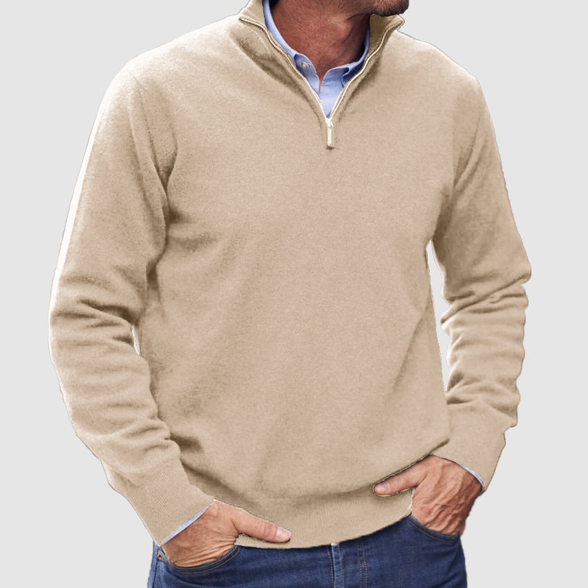 Quarter-Zip Jumper - Men's Casual Half-Zip Pullover Sweater