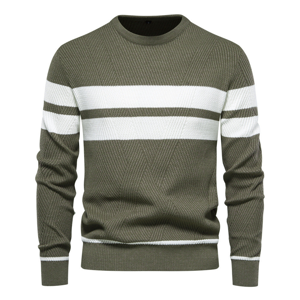 Men's Jumper - Round Neck - Striped - Knitted Sweater - Men's Clothing