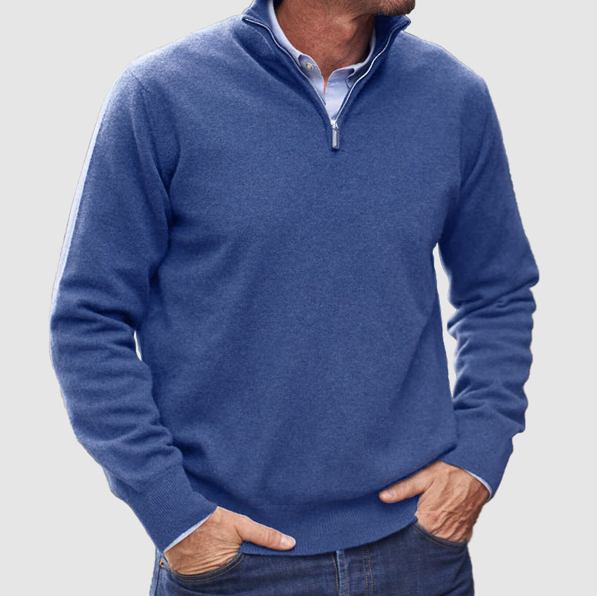 Quarter-Zip Jumper - Men's Casual Half-Zip Pullover Sweater