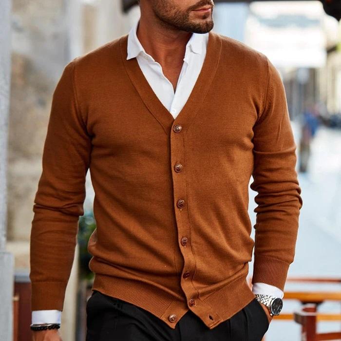 Men's Cardigan - V-Neck - Button-Up - Knit Cardigan - Cardigan Sweater