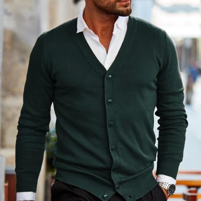 Men's Cardigan - V-Neck - Button-Up - Knit Cardigan - Cardigan Sweater